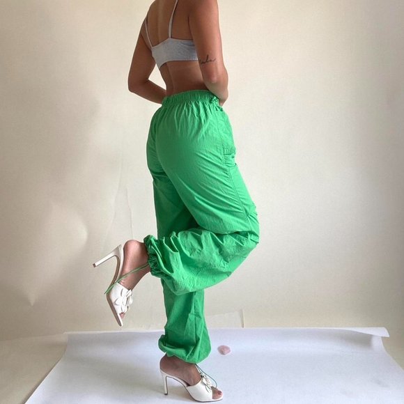 Kelly Green Cargo Parachute Pants - Picture 7 of 8